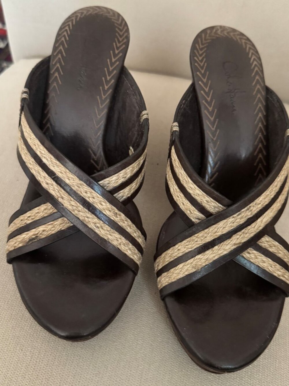 Cole‎ Haan Womens Skylar Slide Open-Toe Cross Straps Sandals Heels SZ 6.5 - Picture 11 of 13